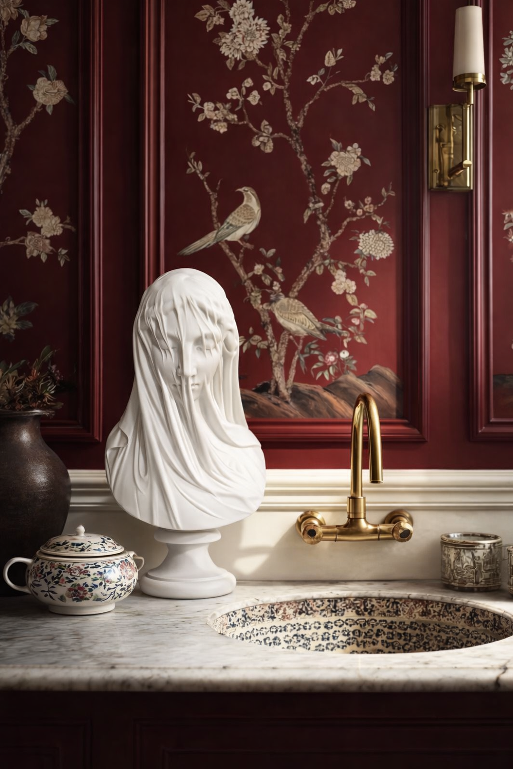 Veiled Lady Bust Greek Goddess Statue Classic Roman Mythology