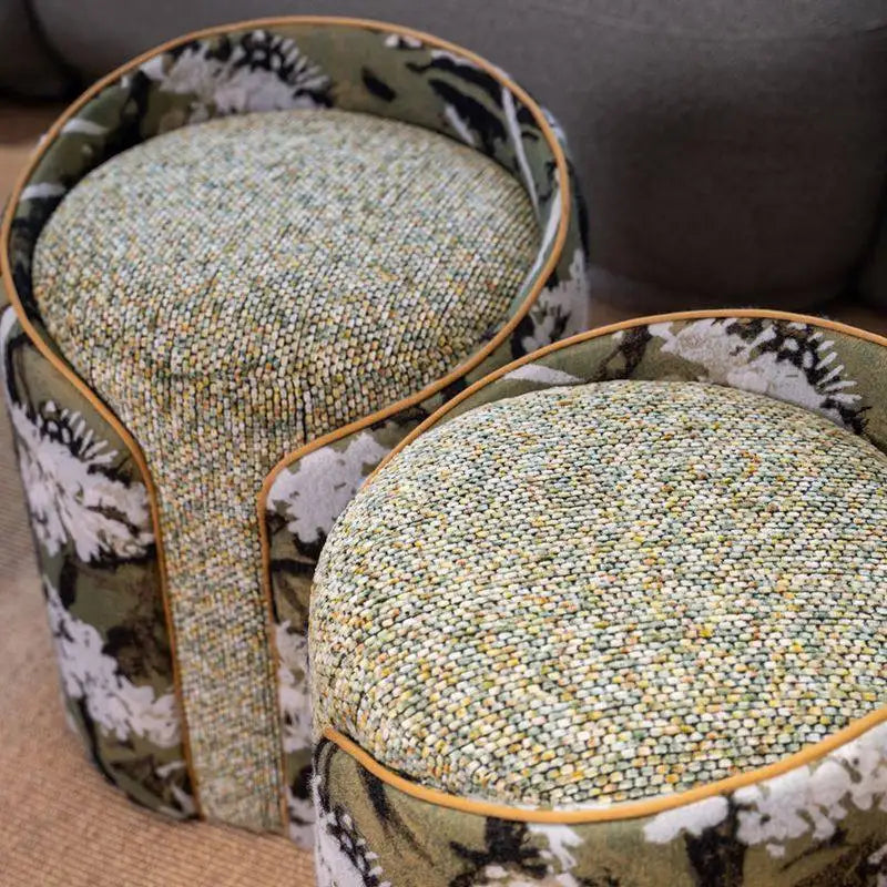 Vintage Velvet Ottoman