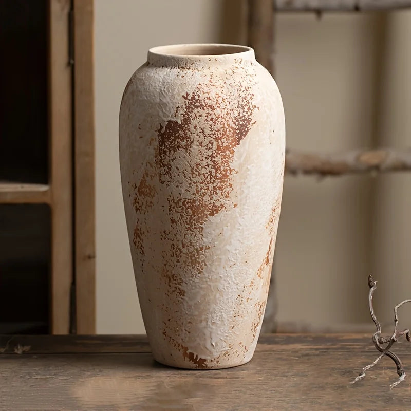 Elegant White Speckled Ceramic Flower Pot