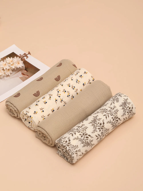 4PCS Soft Newborn Blanket Set