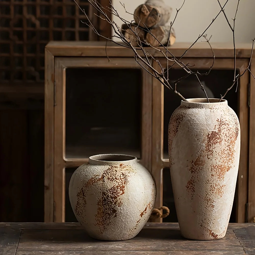 Elegant White Speckled Ceramic Flower Pot