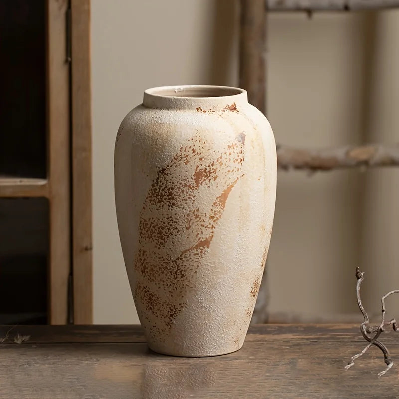 Elegant White Speckled Ceramic Flower Pot