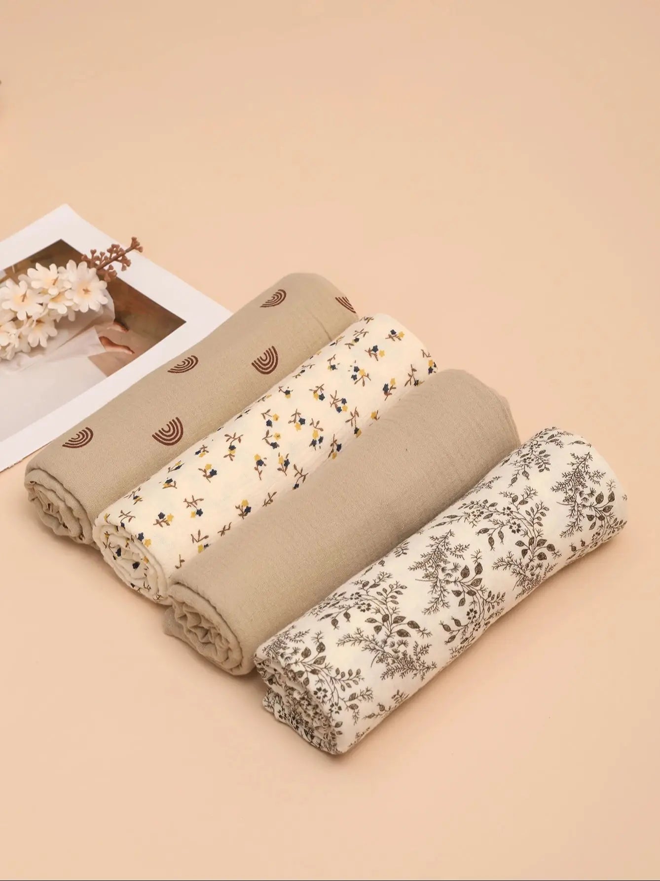 4PCS Soft Newborn Blanket Set