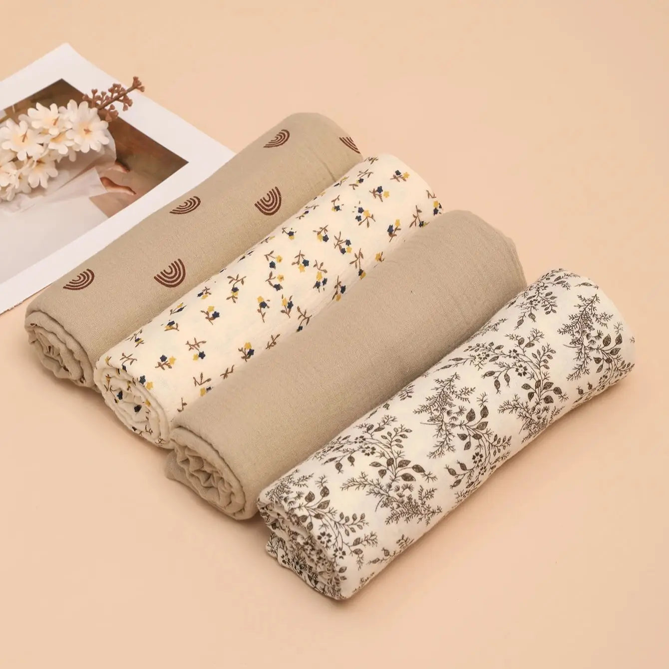 4PCS Soft Newborn Blanket Set